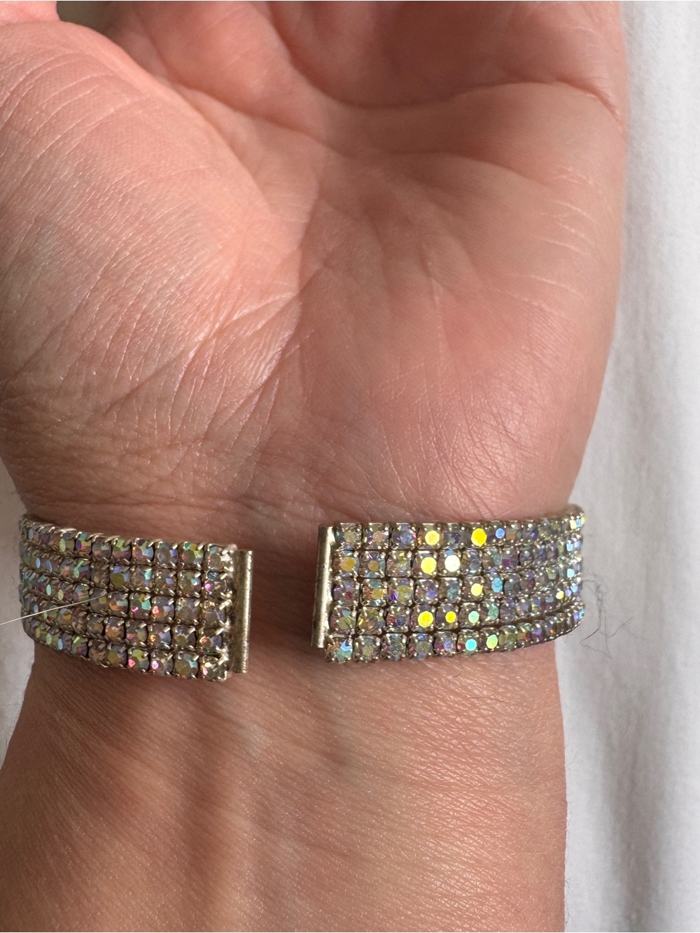 Iridescent Multi-Row Rhinestone Bracelet - Picture 2 of 4